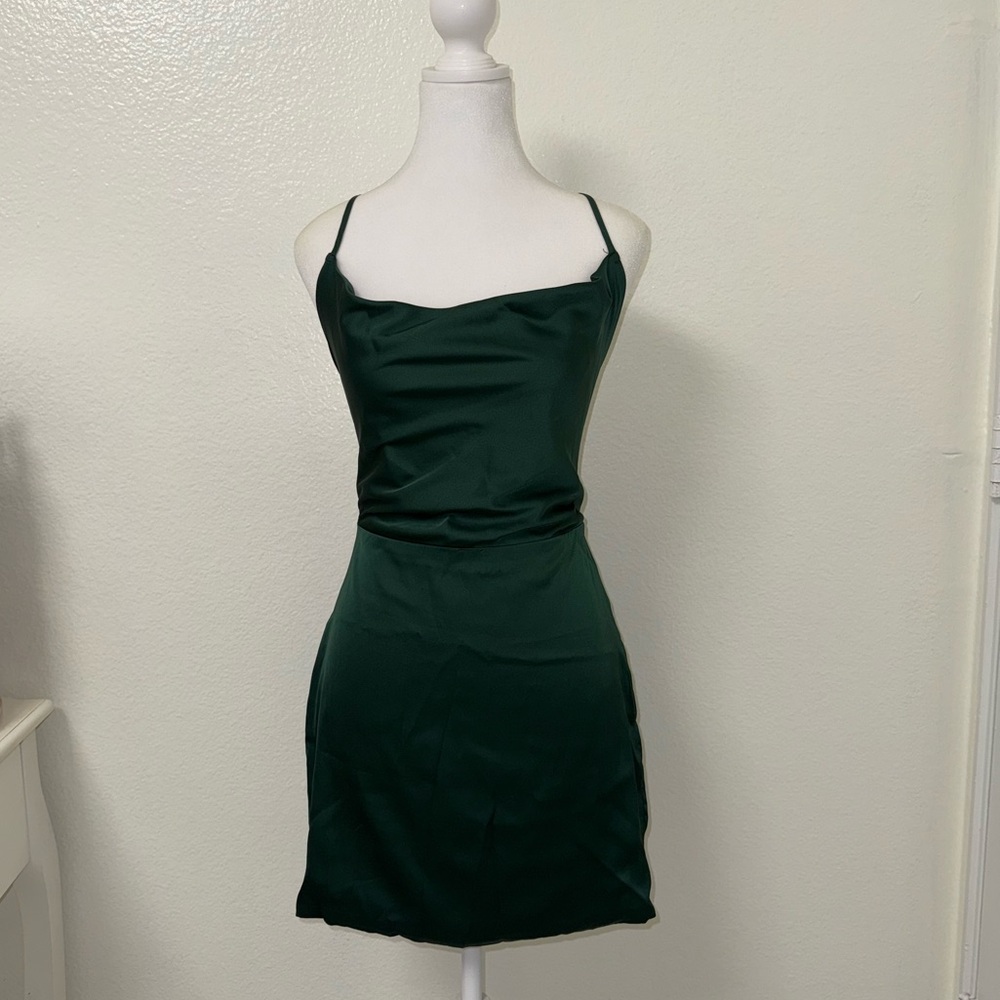 All To Myself Satin Emerald Mini Dress